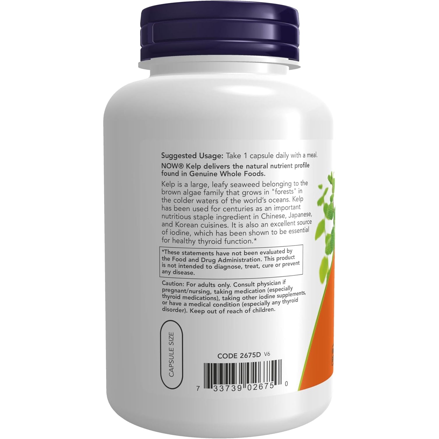 NOW Supplements, Kelp 325 Mcg of Natural Iodine, Supports Healthy Thyroid Function*, Super Green, 250 Veg Capsules