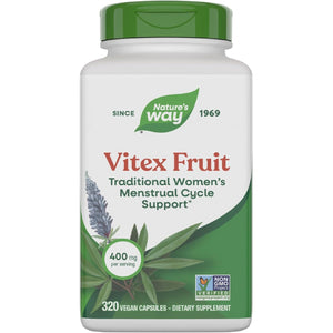 Nature'S Way Vitex Fruit, Traditional Menstrual Cycle Support*, Traditional Women'S Health Support*, Chasteberry Supplement for Women, Vegan, 320 Capsules (Packaging May Vary)