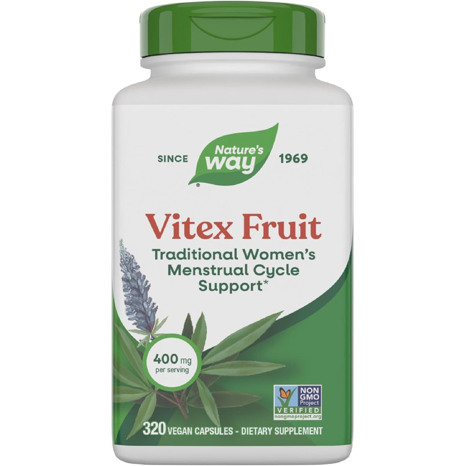 Nature'S Way Vitex Fruit, Traditional Menstrual Cycle Support*, Traditional Women'S Health Support*, Chasteberry Supplement for Women, Vegan, 320 Capsules (Packaging May Vary)