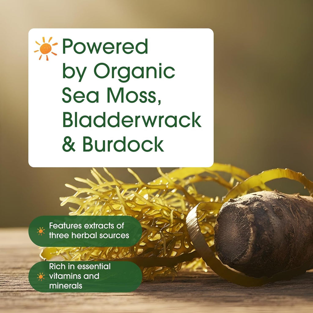 Naturebell 3-In-1 Sea Moss - 240 Vegetarian Capsules - Sea Moss Complex with Organic Bladderwrack & Organic Burdock Root - Healthy Digestion, Vitality & Immune Support*