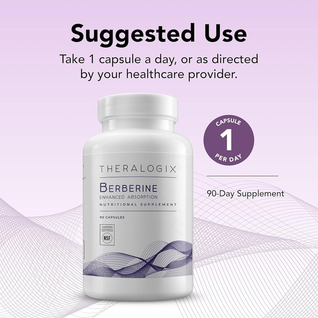 Theralogix Berberine Enhanced Absorption - 90-Day Supply - Made with Berberine Phytosome to Help Support Healthy Metabolism & Hormone Balance* - NSF Certified - 90 Capsules