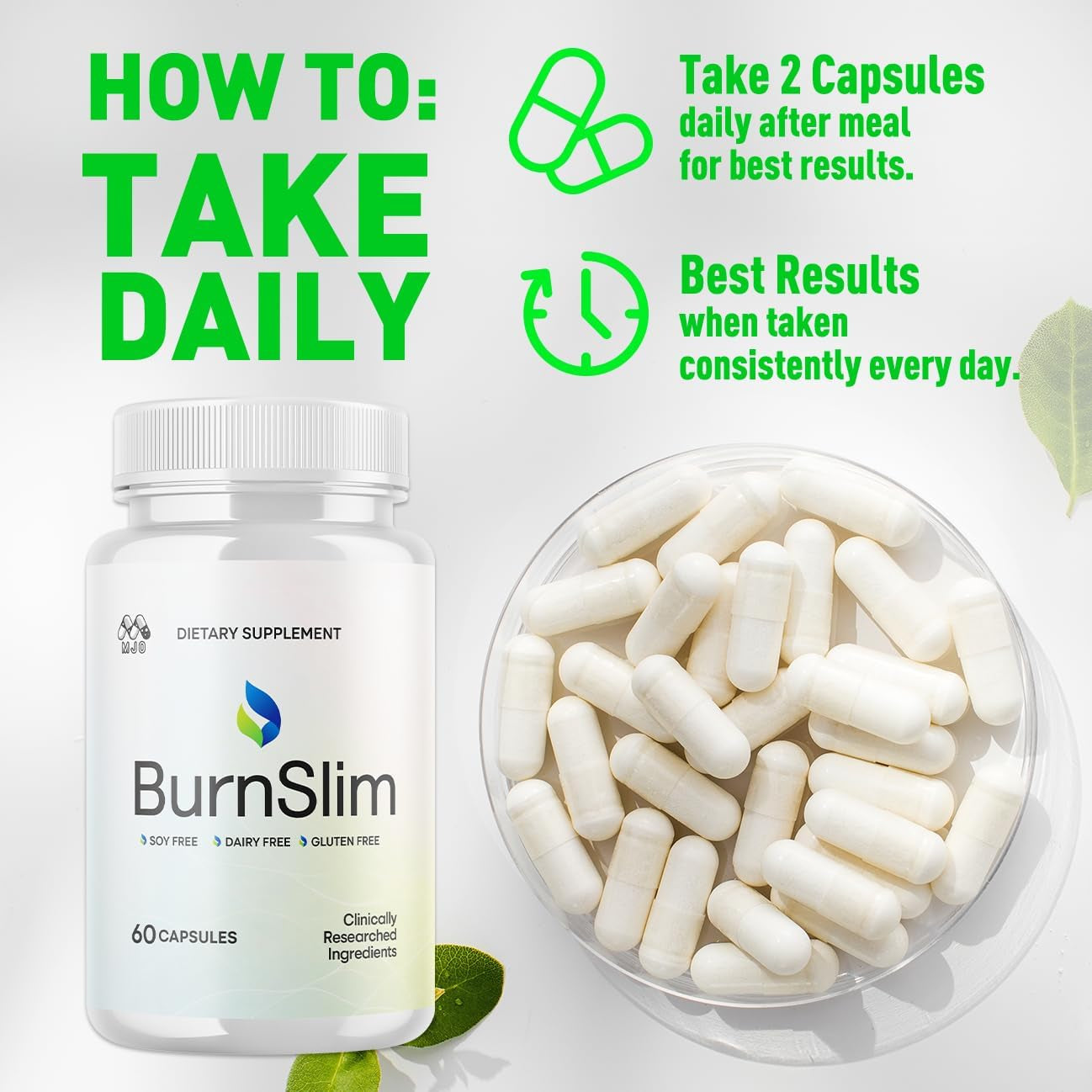 Burn Slim Capsules, Official Burnslim Pills with All Natural Ingredients, Advanced Burn Slim Health and Wellness Vitamin Supplement Supporting Active Lifestyle for Women and Men (60 Capsules)