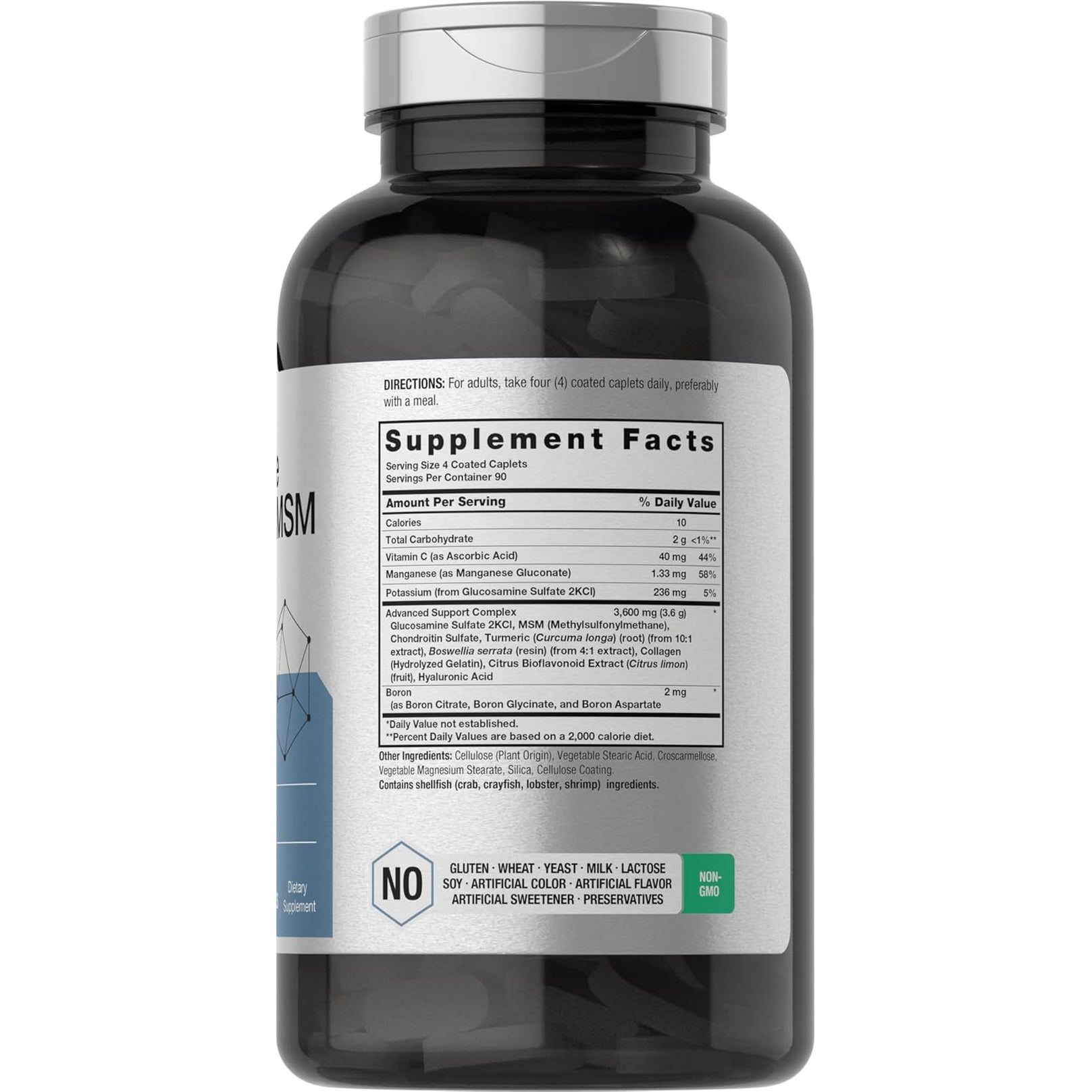 Horbäach Glucosamine Chondroitin MSM | 360 Caplets | Advanced Formula with Turmeric | Non-Gmo, Gluten Free