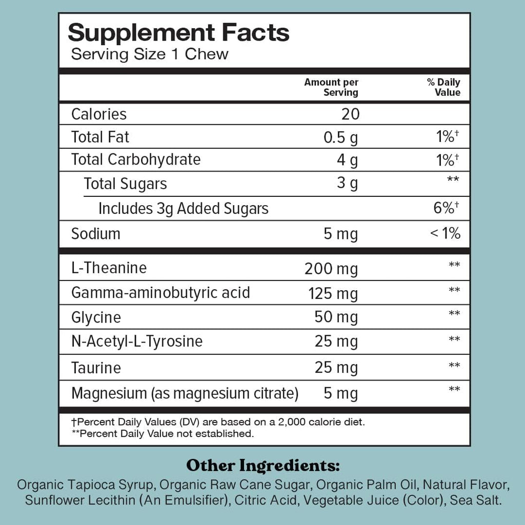 Chewsy so Long Stress, Calm Fruity Chews, Stay Calm & Focused. W/L-Theanine, Amino Acid, GABA, Glycine, Tyrosine, Taurine & Magnesium. Non-Gmo and Gluten-Free. Tropical Fruity Chews, 30-Day Supply
