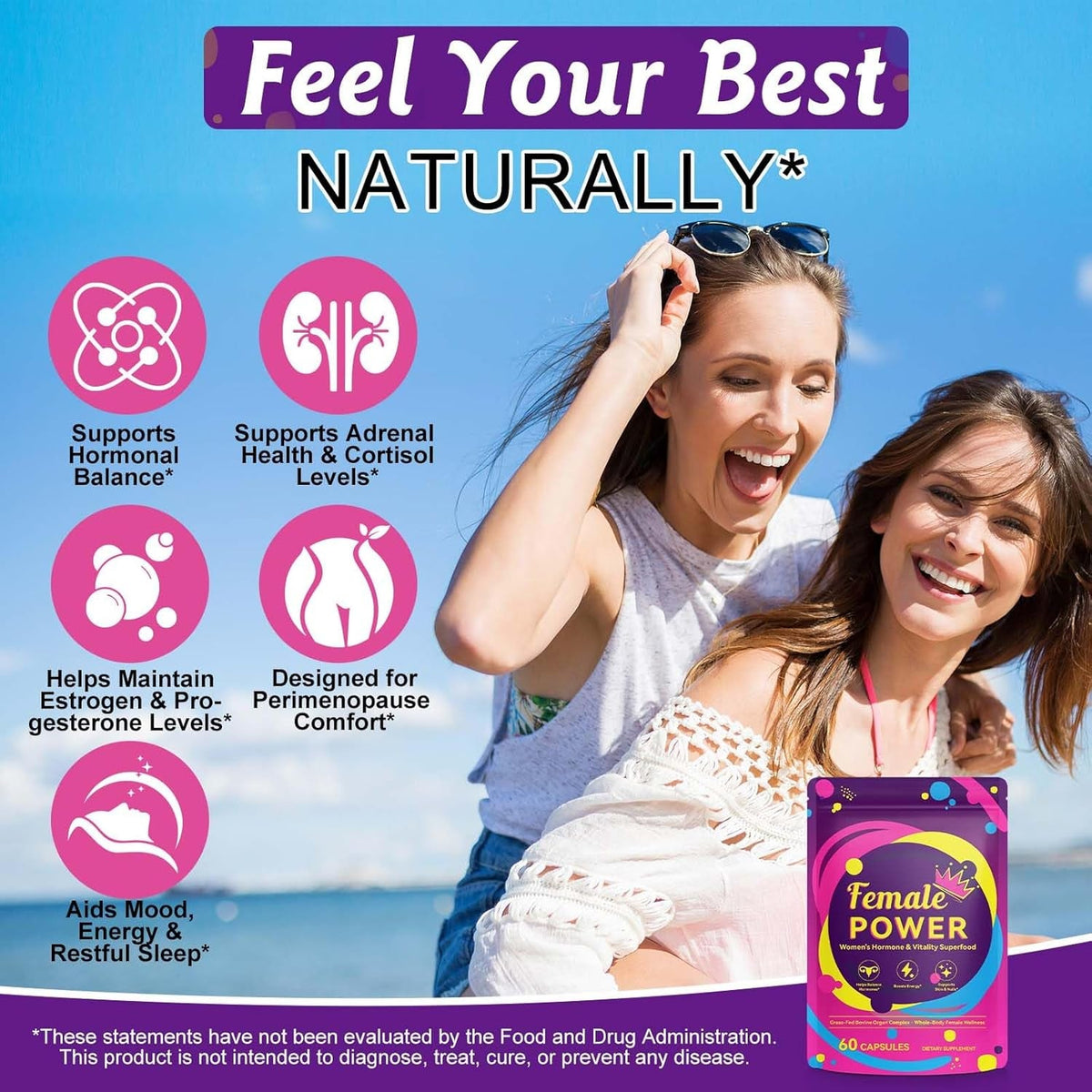 Hormone Balance for Women, Female-Optimized Beef Organ Superfood Supplement for Women, PMS Support Supplement, Grass Fed Beef Liver Capsules, Balance Hormones, Energy, Menstrual, Pmdd,Skin Care