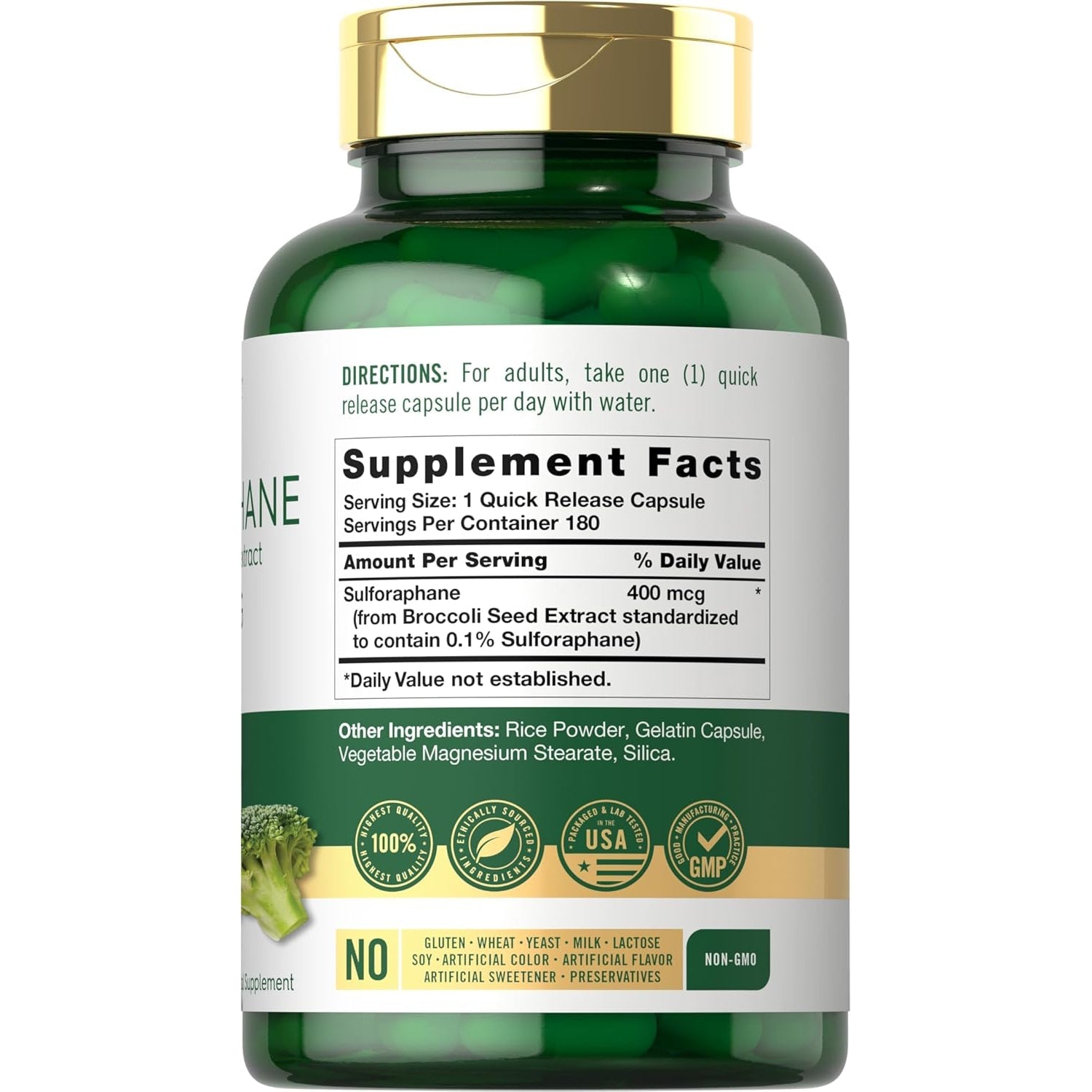 Carlyle Sulforaphane Supplement | 400 Mcg | from Broccoli Seed Extract | 180 Capsules | Traditional Herbal Supplement | Non-Gmo and Gluten Free Formula