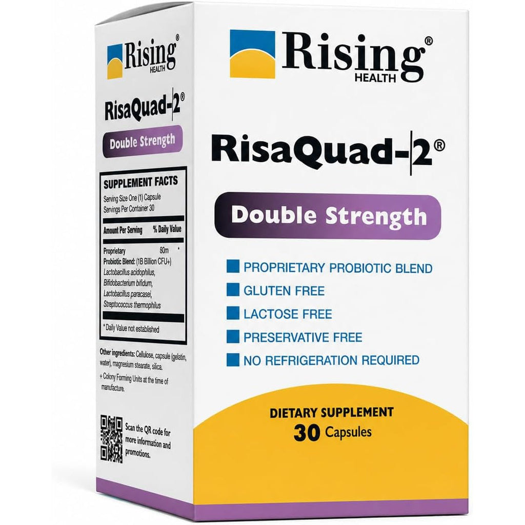 Rising Health Risaquad-2 Double Strength Probiotic Dietary Supplement - 80 Mg Proprietary Probiotic Blend, 30 Capsules