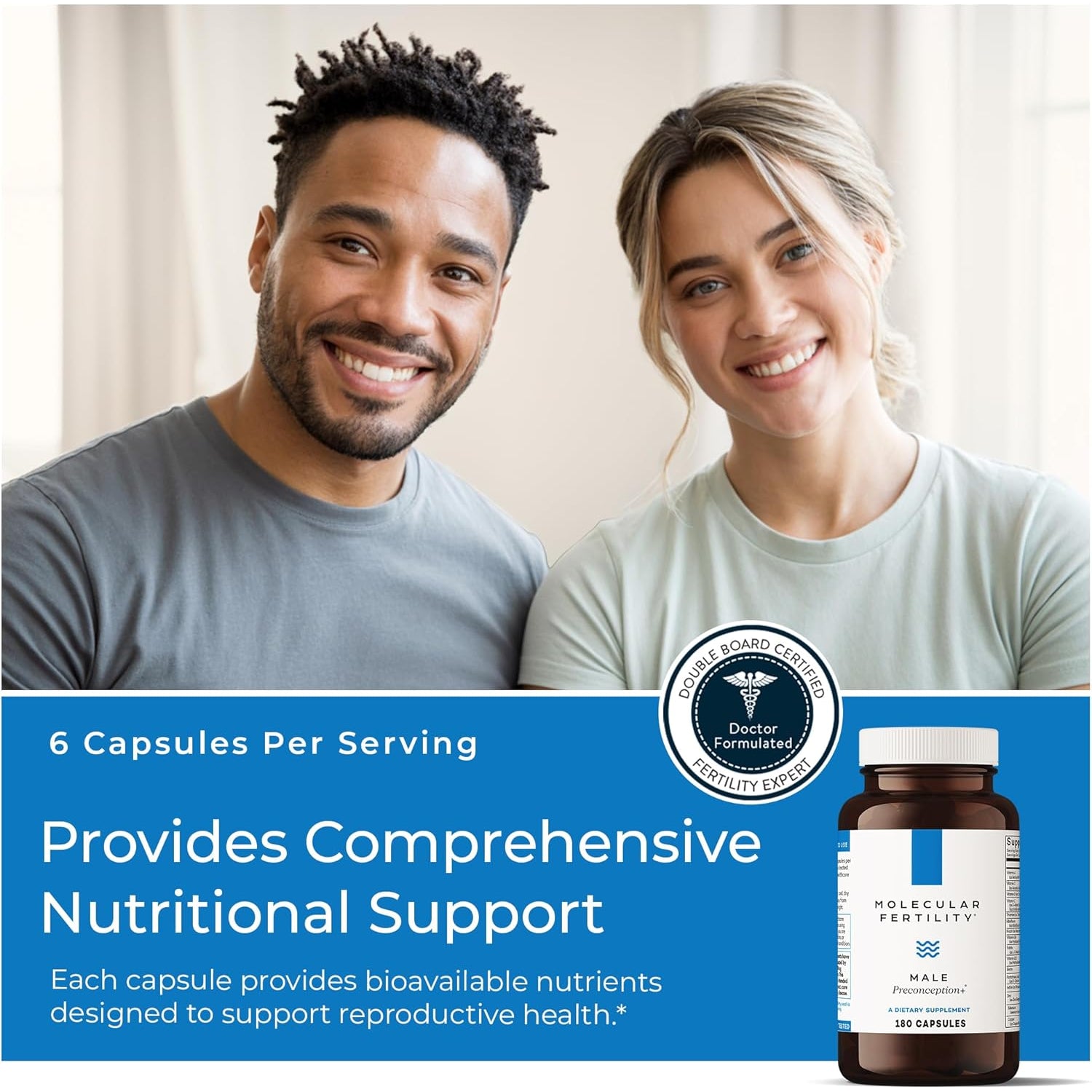Male Preconception+ Fertility Supplements for Men - Reproductive Cell & Fertility Support - Conception for Him - Coq10, Ashwagandha, Shilajit, DAA, Zinc, Selenium - 30 Day Supply