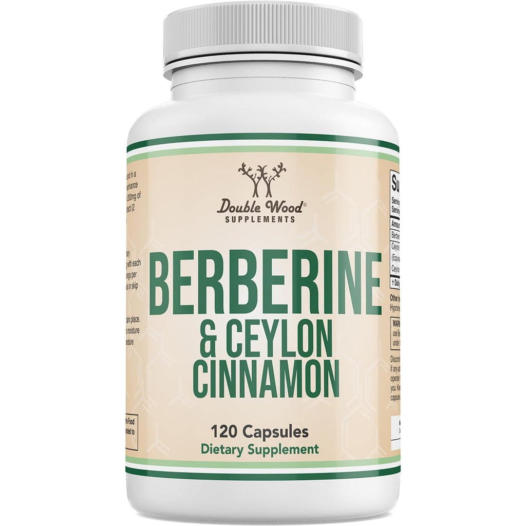 Berberine with Ceylon Cinnamon - 120 Capsules for Metabolism and Metabolic Health, Third Party Tested, Vegan Safe, Non-Gmo, Gluten Free by Double Wood