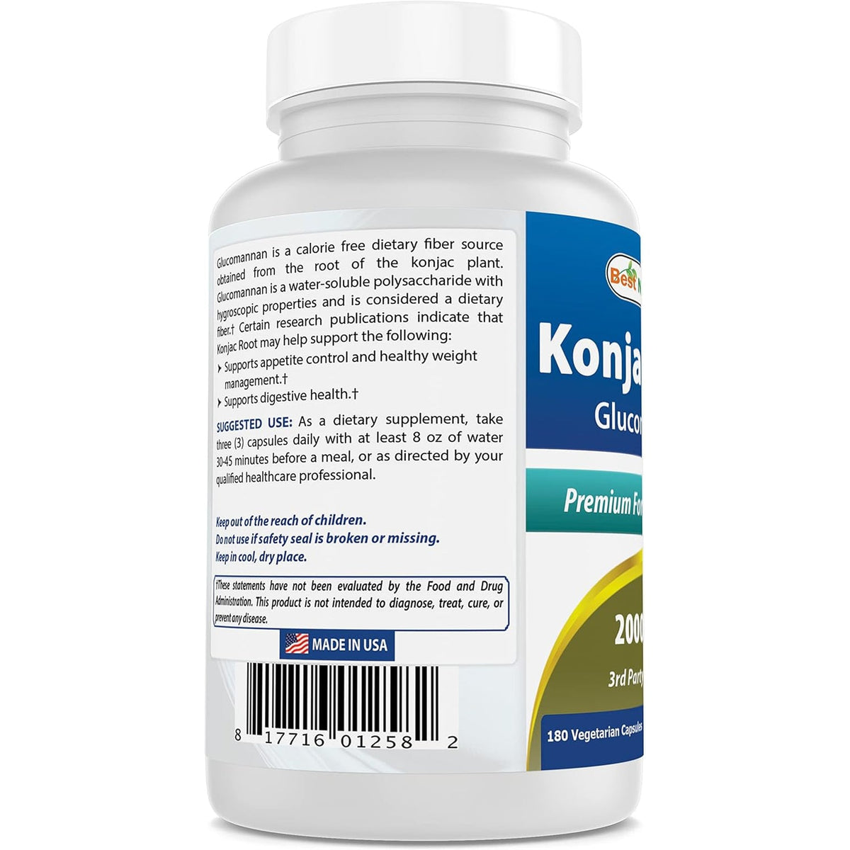 Best Naturals Konjac Root 2000Mg, 180 Count