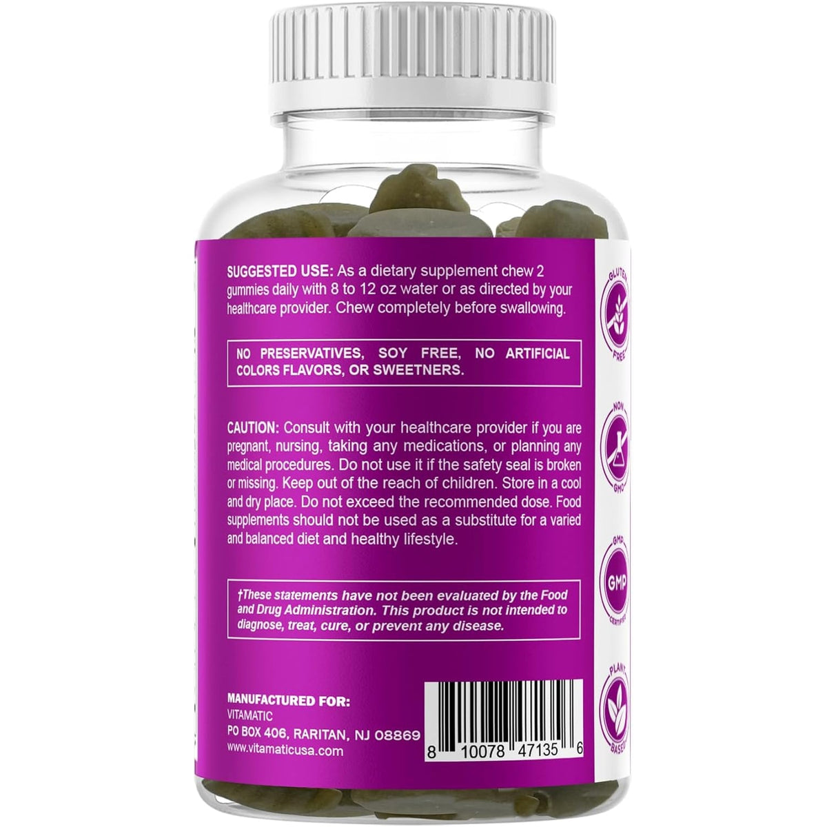 Vitamatic Vegan Thyroid Support Gummies with Iodine & Kelp – 60 Count Improve Your Energy & Increase Metabolism – Plant-Based