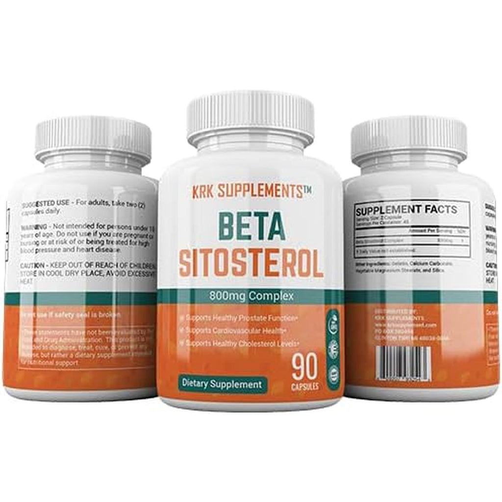 KRK SUPPLEMENTS 1 Pack Beta Sitosterol 800Mg per Serving 90 Capsules Prostate Support
