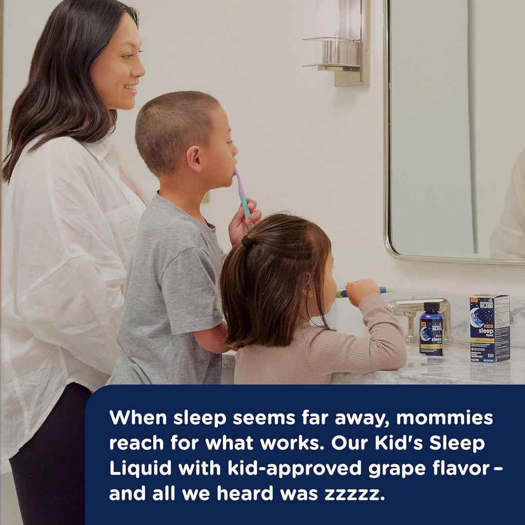 Mommy'S Bliss Kids Sleep Liquid with Melatonin & Calming Herbs | Melatonin for Children 3 Years & up | Grape Flavor | Sugar Free | 4 Fl Oz (60 Servings)