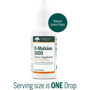 Genestra Brands D-Mulsion 1000 - Liquid Vitamin D Supplement - Natural Lemon Flavor - 1 Fl Oz