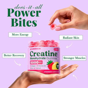 Creatine for Women, Creatine Monohydrate Gummies with Collagen, Vitamin D3 & Calcium for Muscles, Booty & Energy, Flavored Sugar Free Creatine Gummies Post & Pre Workout Supplements for Women, 120 Ct