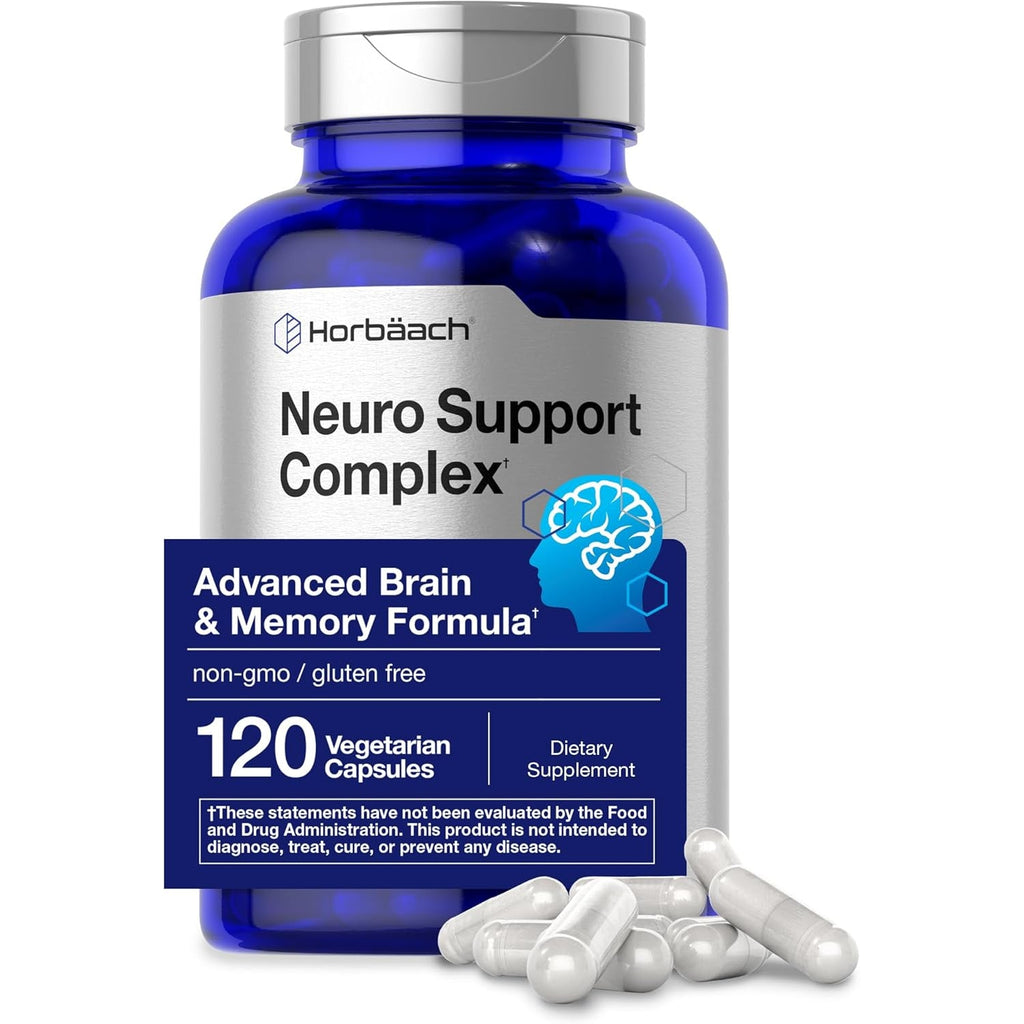 Horbäach Brain Supplement | 120 Capsules | with Phosphatidylserine & DMAE | Advanced Formula for Memory, Focus, Clarity | Vegetarian & Gluten Free | Neuro Support