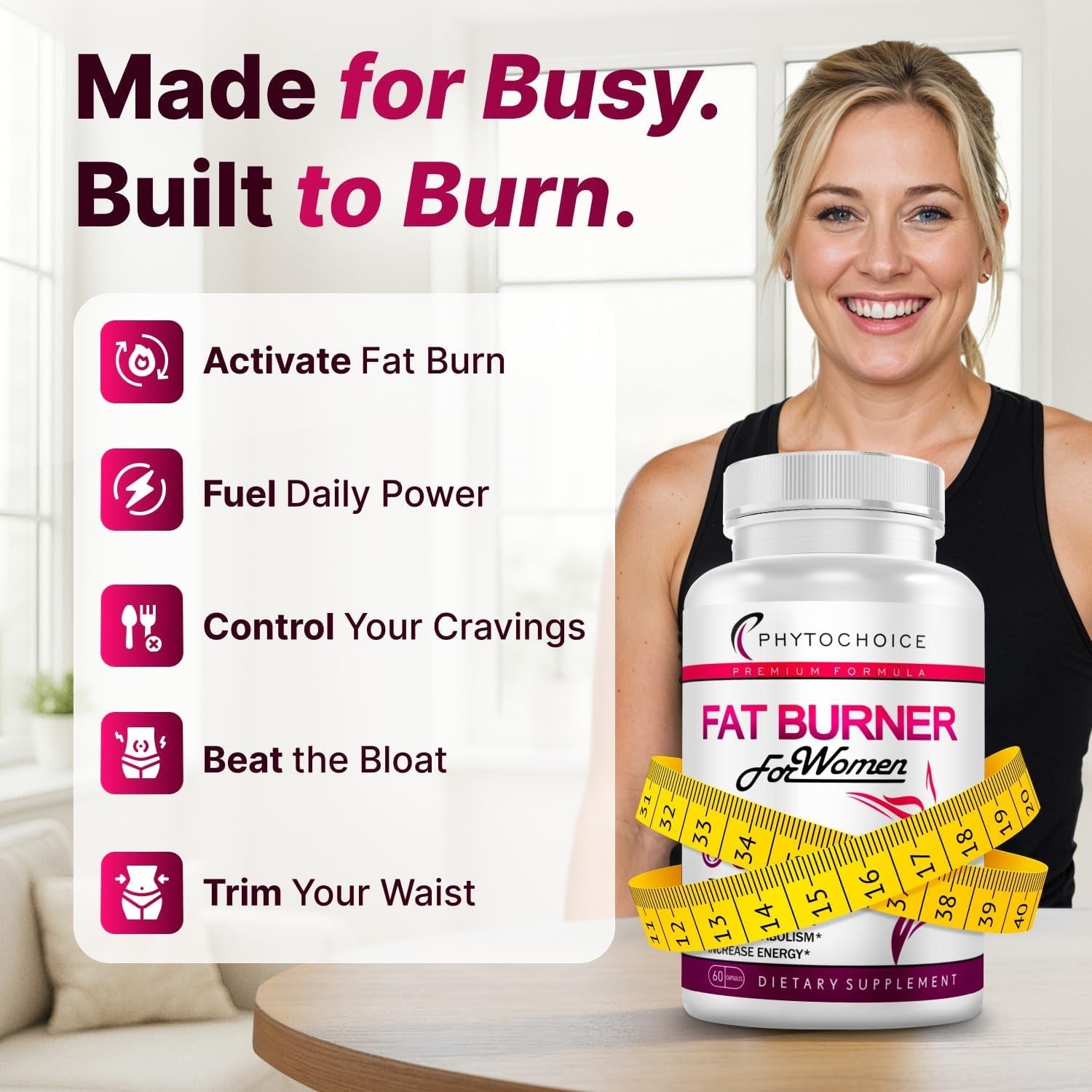 Belly Fat Burner for Women – Powerful Weight Loss Pills That Target Stubborn Belly & Thigh Fat – Thermogenic Metabolism Booster, Appetite Suppressant & Bloating Relief – Advanced Slimming Formula