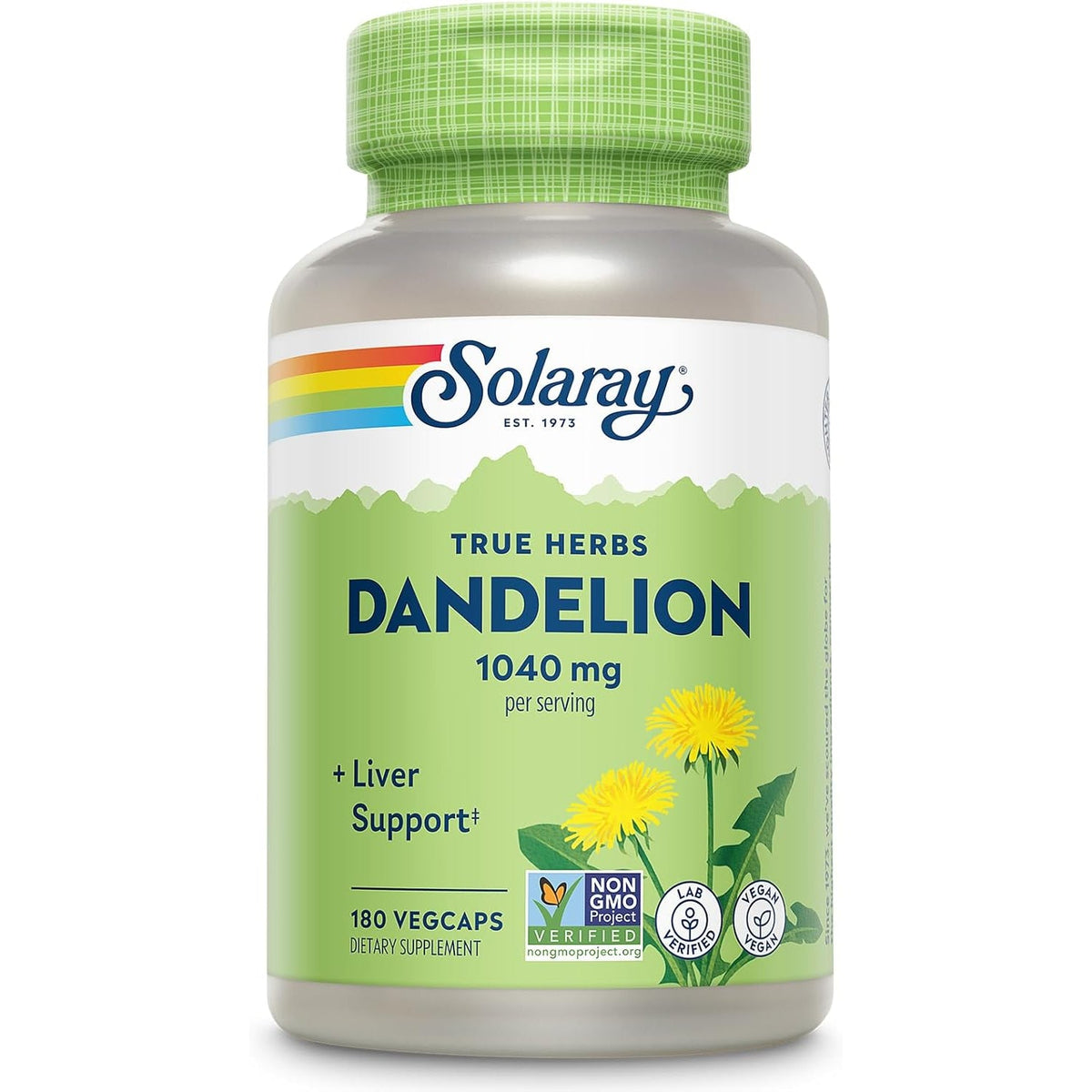SOLARAY Dandelion Root Supplement - Healthy Kidney and Liver Support - 1,040 Mg per Serving - Vegan, Lab Verified, 60-Day Guarantee - 90 Servings, 180 Vegcaps