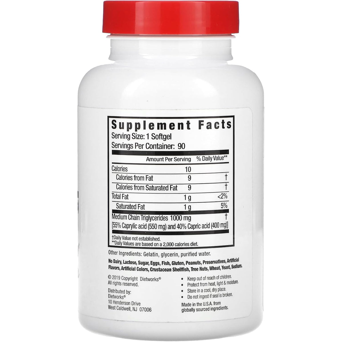 Dietworks Mct Oil Softgels, Supports Fat Burning, Boost Metabolism, Natural Source of Energy, Promotes Weight Loss, Keto and Paleo Friendly, 90 Count