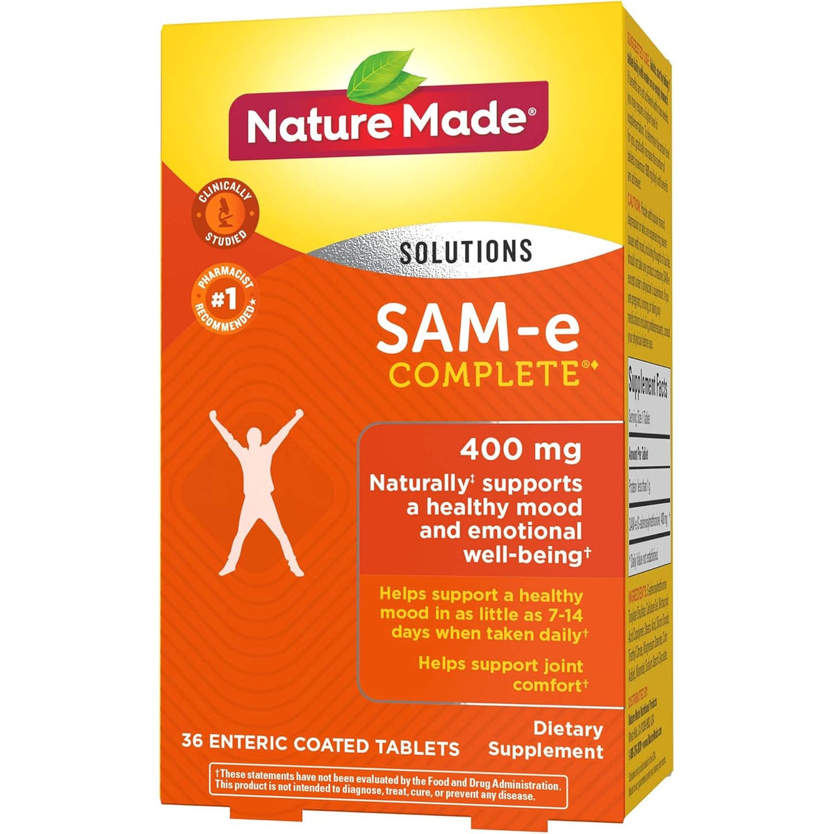Sam-E Complete 400 Mg Tablets, 36 Count Value Size, Supports a Healthy Mood & Joint Comfort