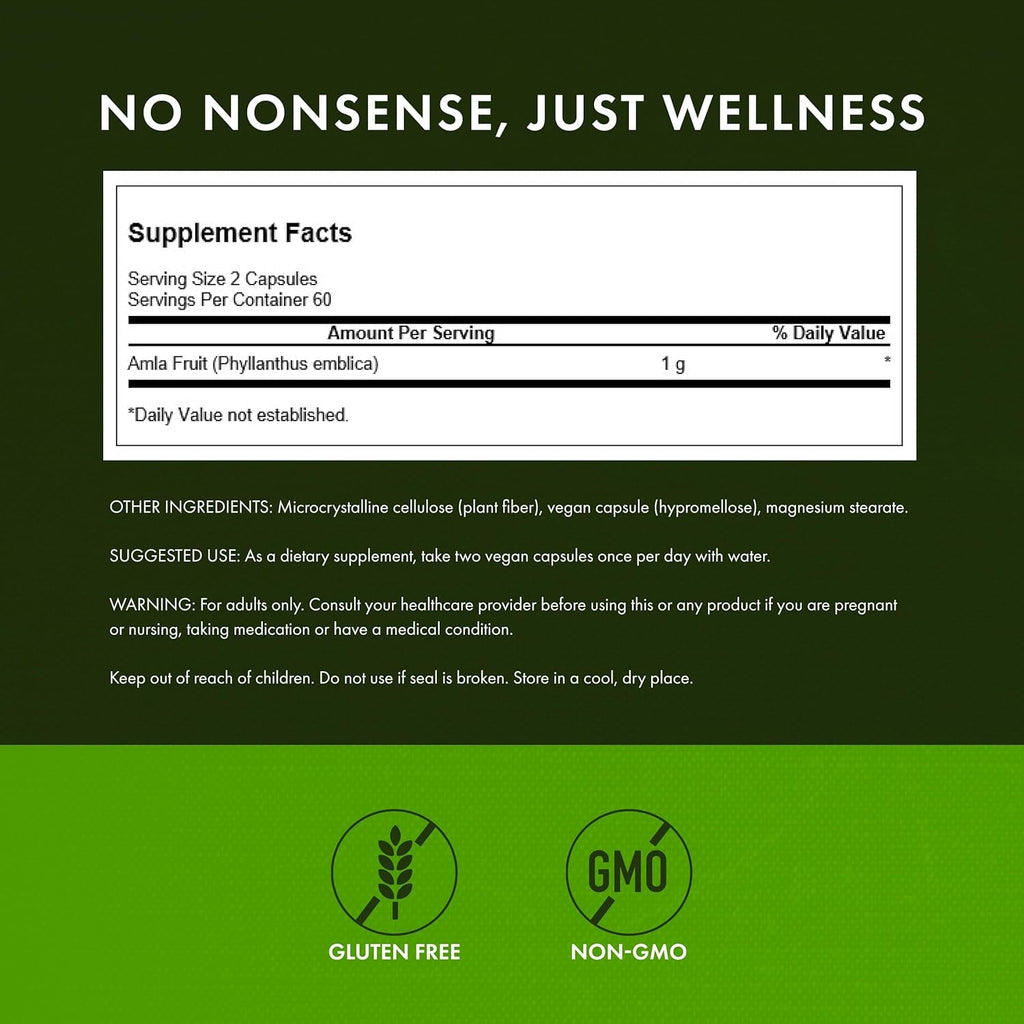 Swanson Full Spectrum Amla Fruit (Indian Gooseberry) Ayurvedic Energy Vitality Antioxidant 500 Milligrams 120 Capsules