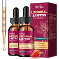 2 Pack Liposomal Saffron Supplements - 88.5Mg Saffron Extract Liquid Drops with L-Theanine, Chamomile, Vitamin C, B6, B12 & D3 for Antioxidant, Immune, Mood, Energy, Focus & Sleep - Strawberry Flavor