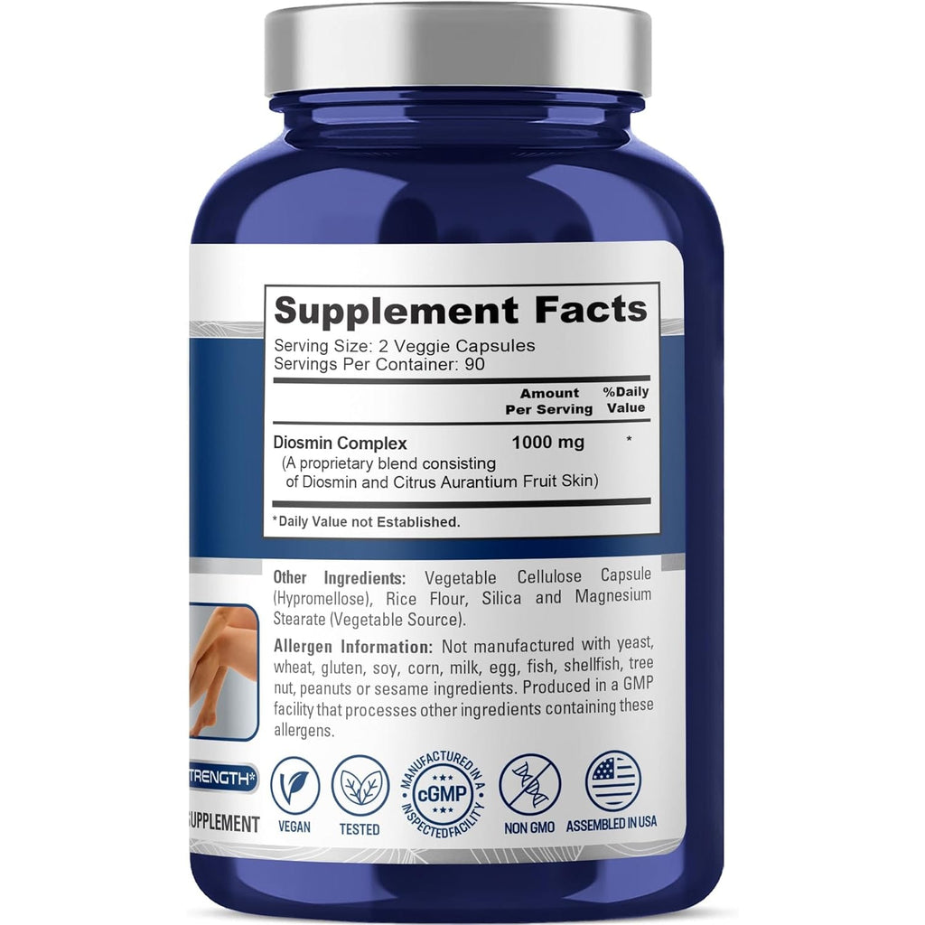 Nusapure Diosmin Complex 1,000Mg per Serving 180 Veggie Caps (Non-Gmo, Vegan) Citrus Aurantium
