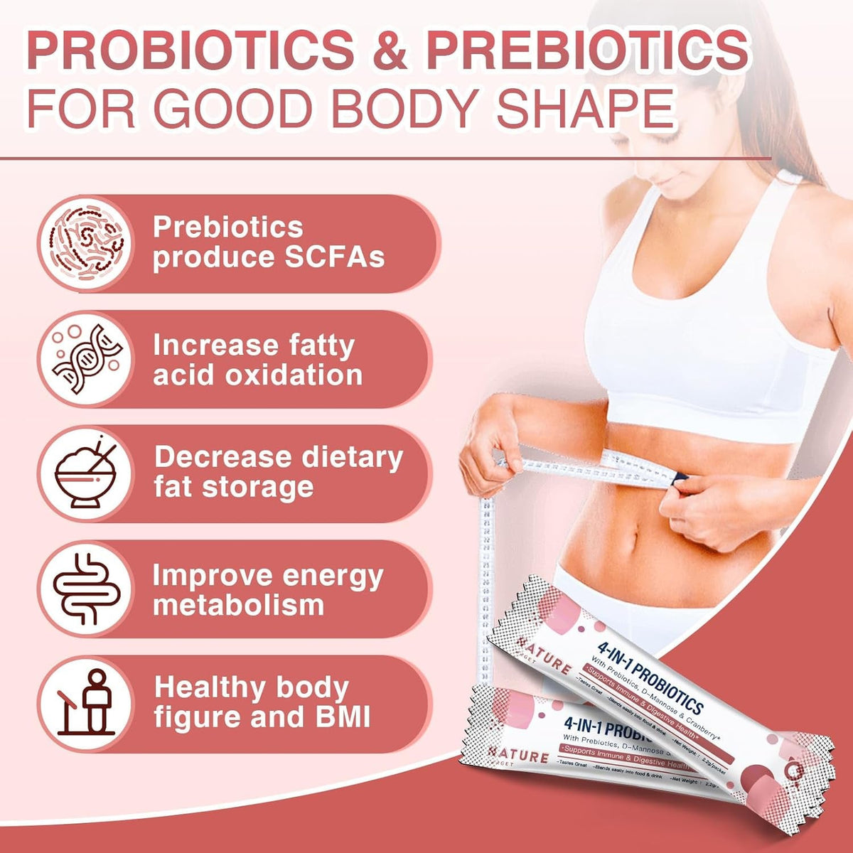 NATURE TARGET Probiotics-For-Women Prebiotics-And-Probiotics-Powder, 100-Billion-Cfus 45-Day-Supply, Women'S-Probiotic with D-Mannose and Cranberry for Urinary Tract/Gut/Digestive Health