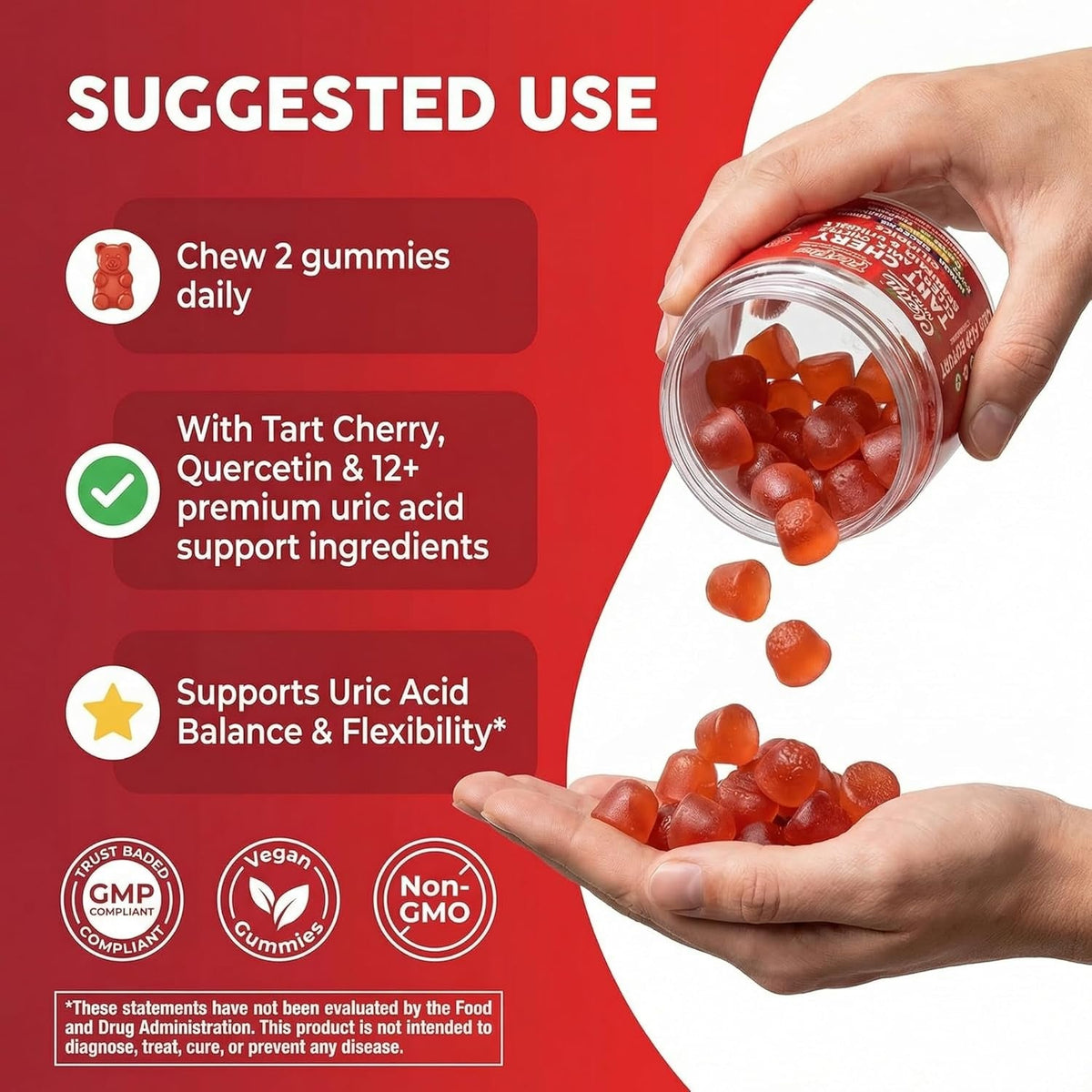 Clean Nutra Tart Cherry Gummies Uric Acid Flush Celery Milk Thistle Bromelain Vitamin C Magnesium Citrus Bergamot Ginger Stinging Nettle Leaf Chamomile Berberine Quercetin Support 60 Gummy Vitamins