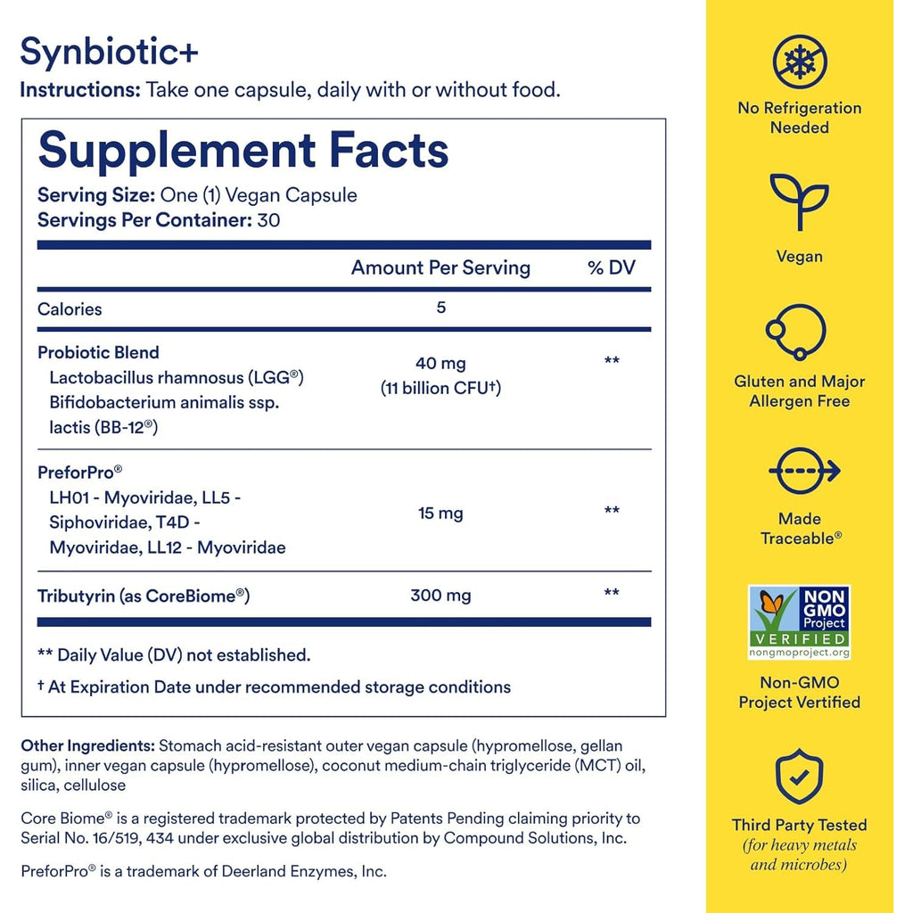 Ritual Synbiotic - Complete 3-In-1 Probiotic, Prebiotic, Postbiotic** - for Women and Men - to Support Gut, Digestive Health, Regularity, Bloating** - Vegan - One Daily Capsule - Mint - 30 Servings