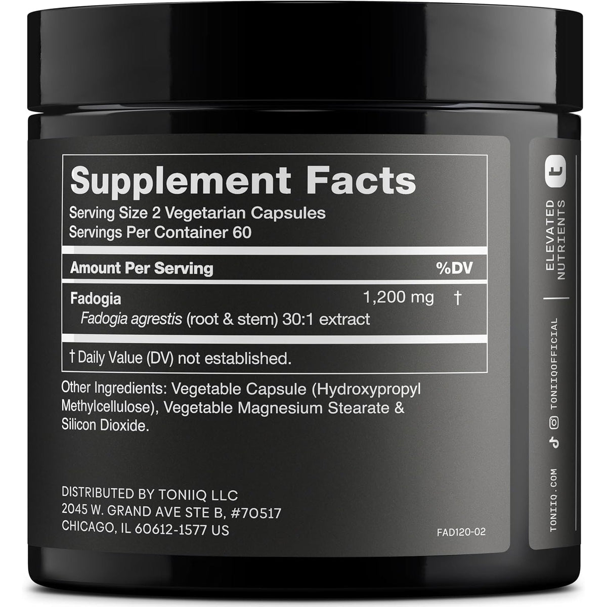Toniiq Fadogia Agrestis - Ultra High Potency 30:1 Extract - 1200Mg per Serving - Highly Concentrated - Third-Party Lab Tested - 120 Capsules