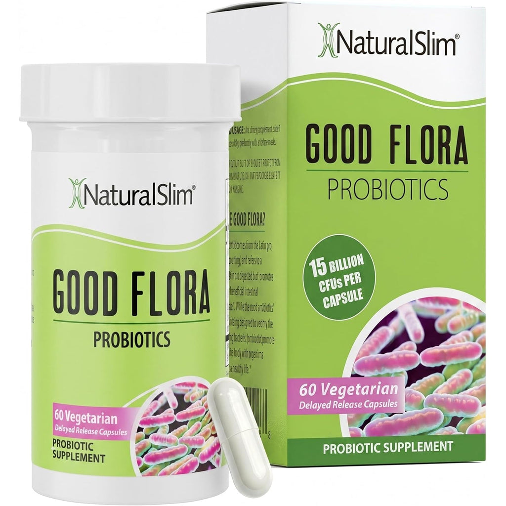 Naturalslim Good Flora, Probiotics for Women & Men - Gut Health Supplements with 7 Powerful Strains for De-Bloating & Vitality - Probiotics for Digestive Health, 60 Vegetarian Capsules, Solo