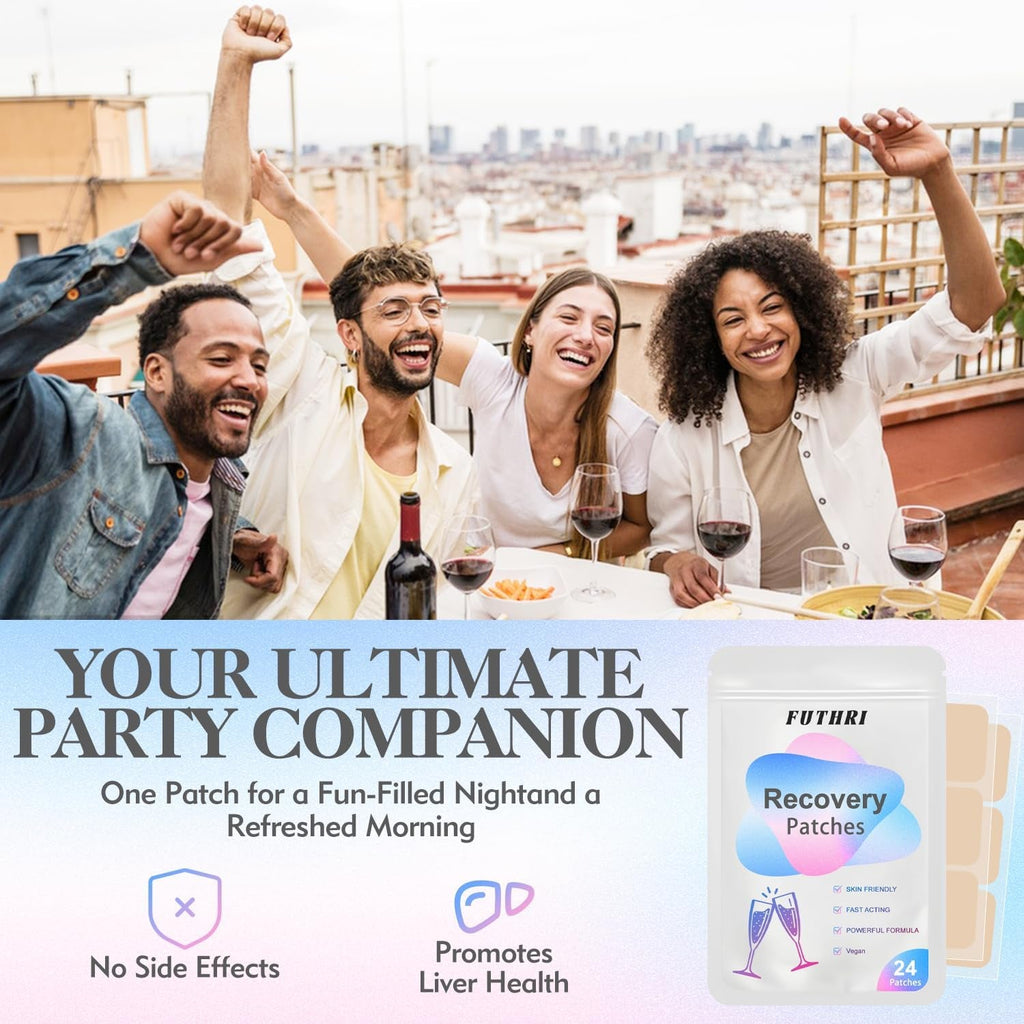 24 Pack Party Care Patches, Hangover Patch - Skin-Friendly Self-Adhesive Patches, Natural Ingredients, Long Lasting Sticky Design for Daily Party Recovery & Refresh