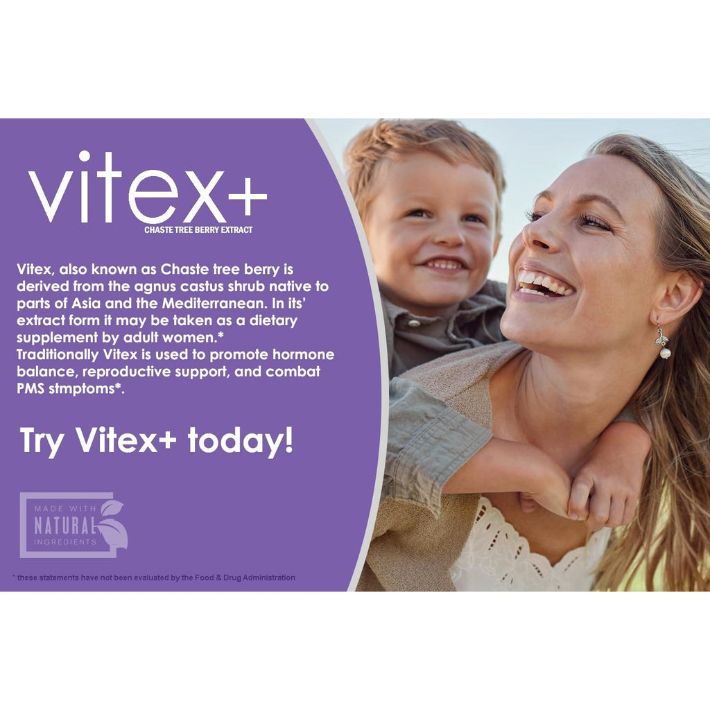 VH Nutrition VITEX+ | Vitex Chasteberry Supplement for Women | Hormonal Balance* and Fertility Support* | 650Mg per Serving of Vitex Berry Extract Powder | 60 Capsules