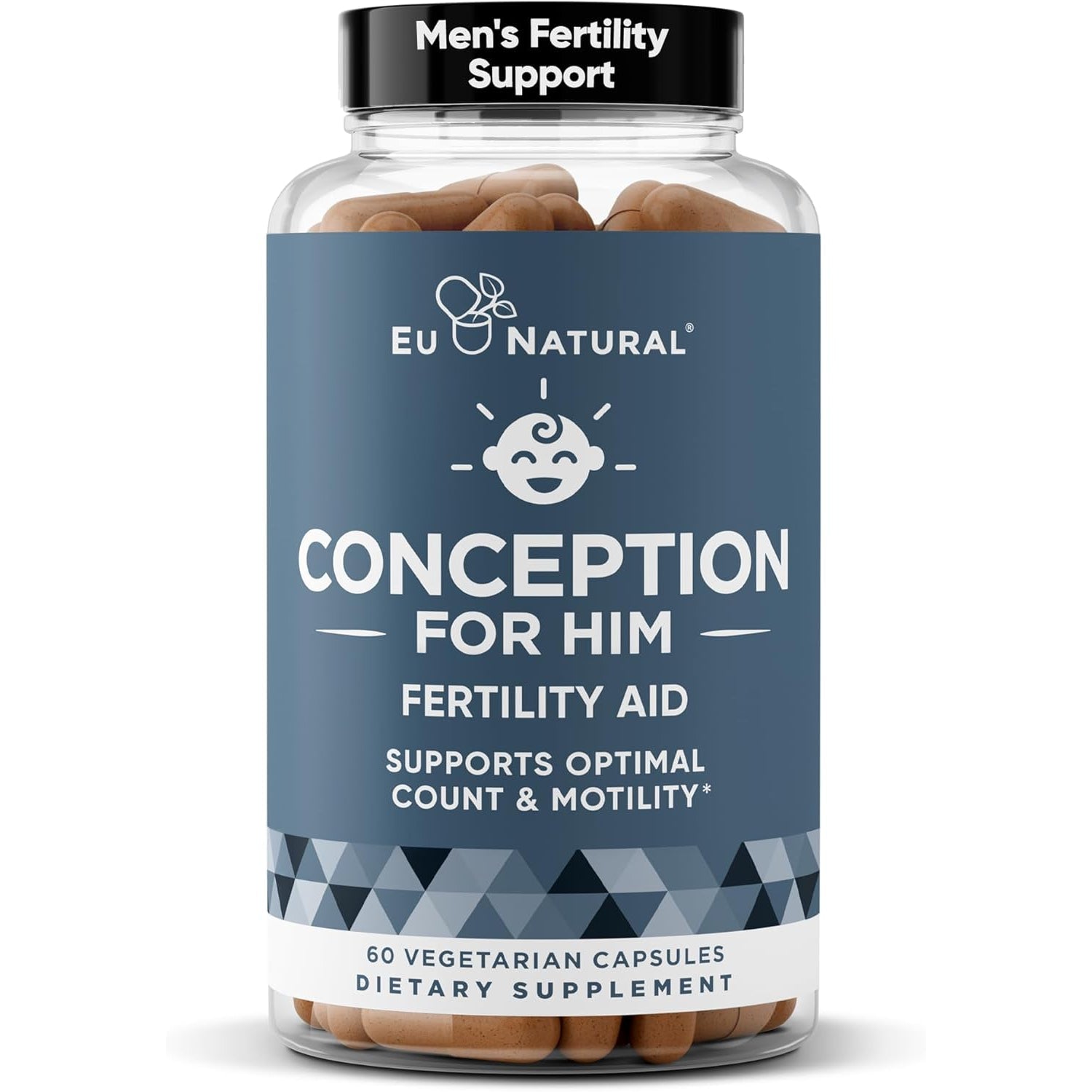 Eu Natural Conception for Him - Male Fertility Supplements with Ashwagandha, Folate & Zinc - Sperm Count, Motility & Strength Support - Fertility Support for Men, 60 Vegetarian Capsules