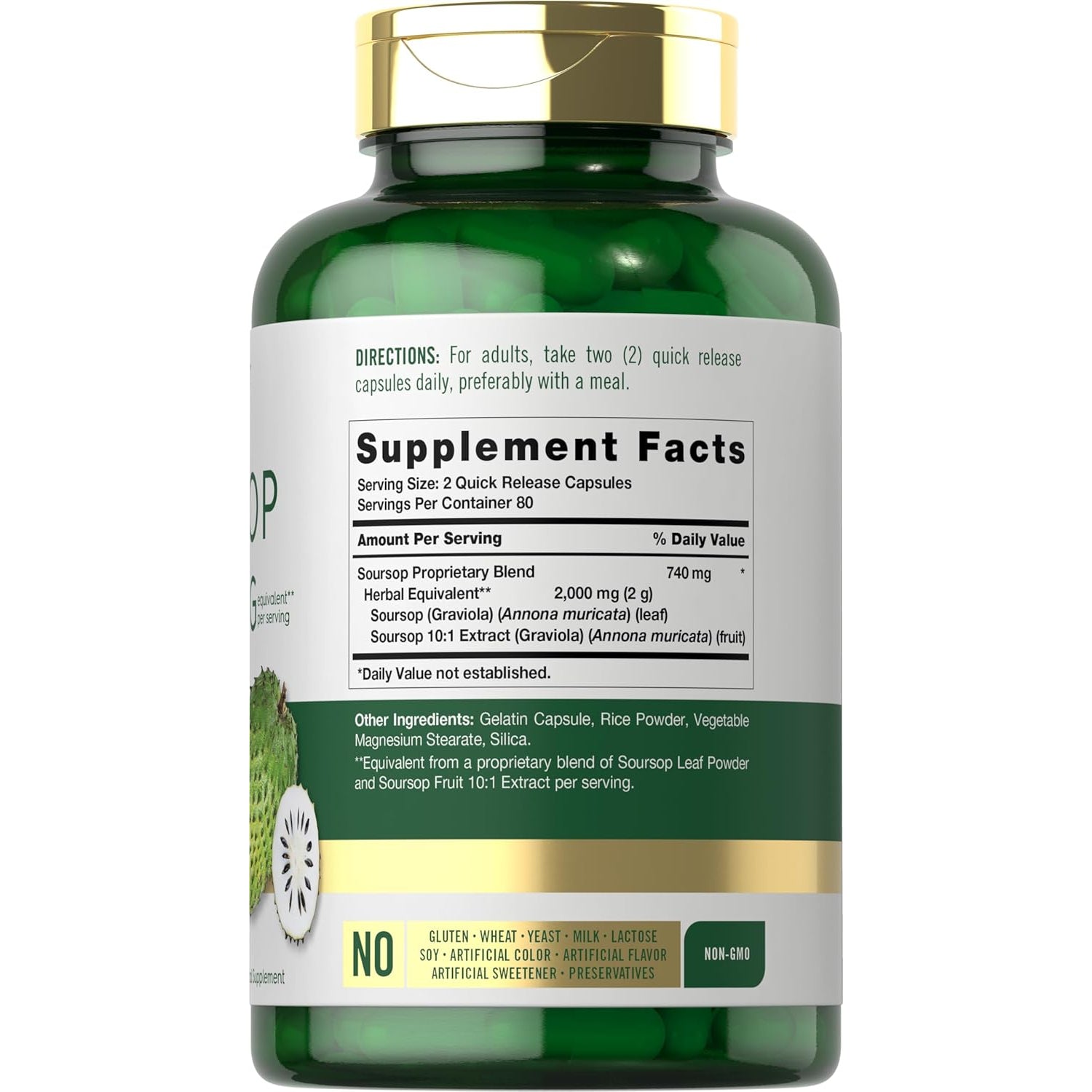 Carlyle Soursop Leaves | 160 Capsules | Traditional Herb | Non GMO, Gluten Free Supplement
