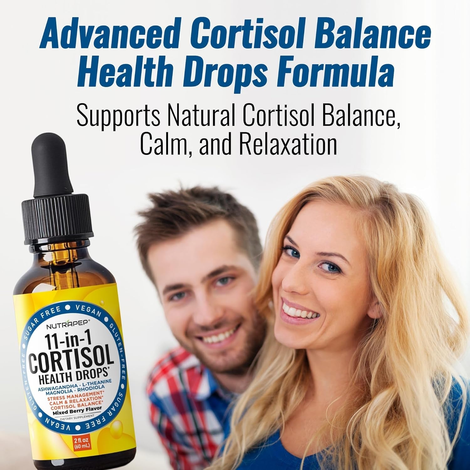 Nutrapep Cortisol Detox Liquid Drops for Women Men - Cortisol Reducer Supplement Support Wellness Cleanse Balance Stress Mood Sleep Focus - Lower Cortisol Levels with Ashwagandha L-Theanine Magnolia