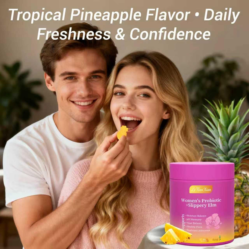 Her Juicy Feminine Probiotics Gummies for Women with Slippery Elm, Prebiotics & Lactobacillus - for Ph Balance & Digestive Health, Tropical Pineapple Flavor, 60 Count