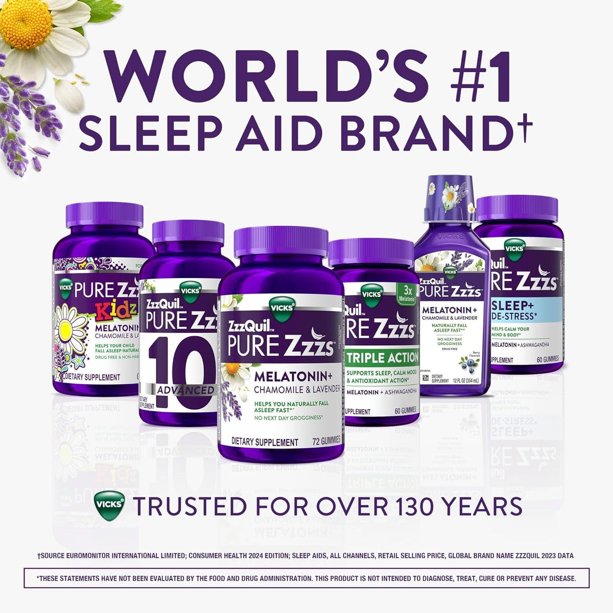 Zzzquil Pure Zzzs Advanced Melatonin Gummies, Melatonin 10Mg, Sleep Aid, with Chamomile & Lavender, Melatonin Sleep Gummies, Sleep Aids for Adults, Berry Flavored, 100 Sleep Gummies