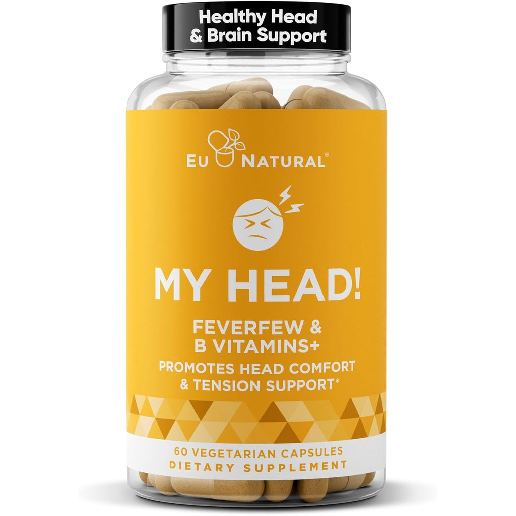My Head! Headache Vitamins - Sensitivity, Tension, Comfort, Healthy Head Function for a Clear Mind - Fast Acting Magnesium, Feverfew, Boswellia, Vitamin D, Ginger, & More - 60 Soft Capsules