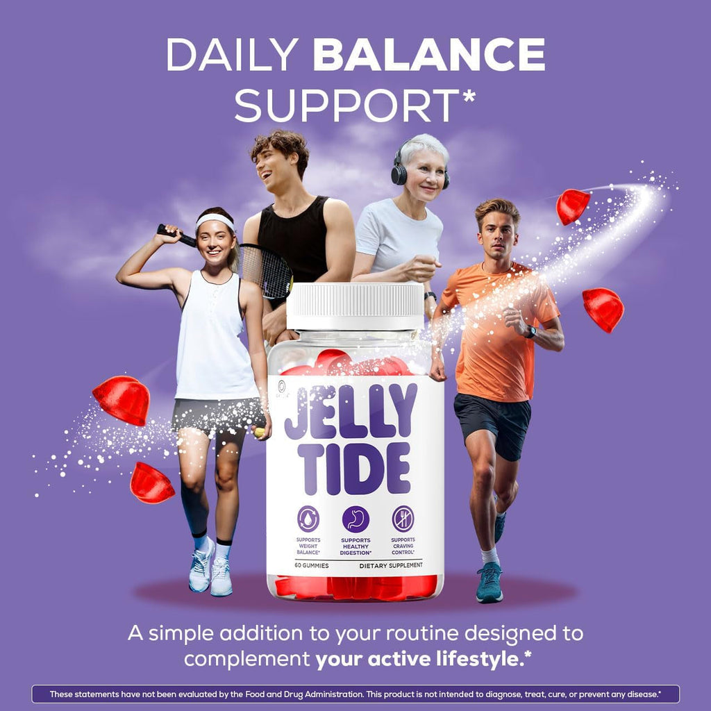 Jelly Tide Gummies - Official Jellytide Advanced Formula Premium plus Gummys All Natural Maximum Strength Jellytidegummies Support Vitamins Overall Health & Wellness, 60 Gummies for 1 Month