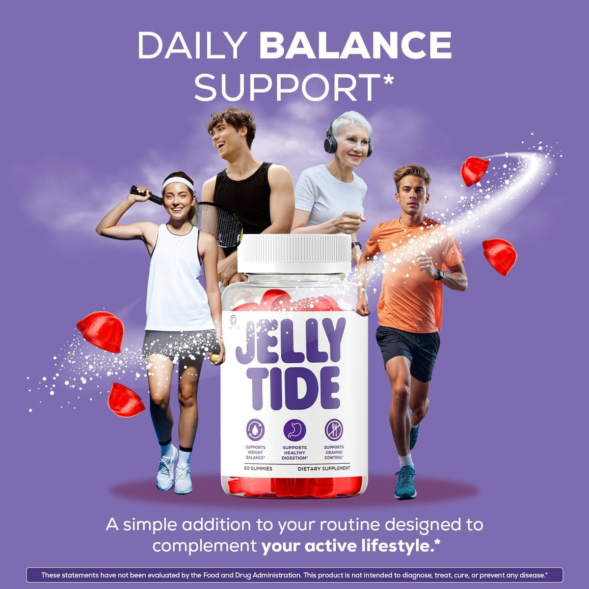 Jelly Tide Gummies - Official Jellytide Advanced Formula Premium plus Gummys All Natural Maximum Strength Jellytidegummies Support Vitamins Overall Health & Wellness, 60 Gummies for 1 Month