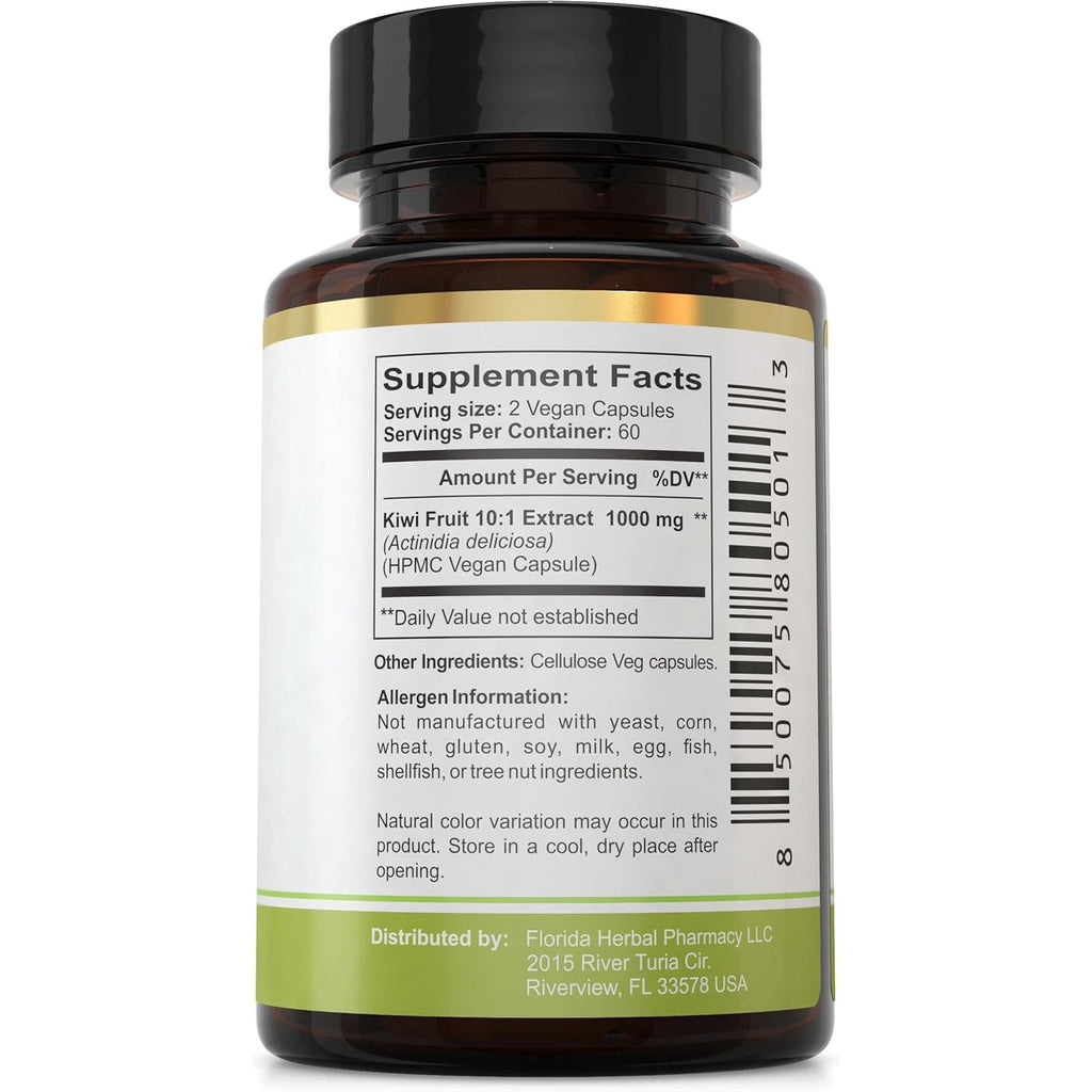 Florida Herbal Pharmacy, Kiwi Fruit Extract Supplement Capsules 10:1 (120 Capsules) Two Months Supply