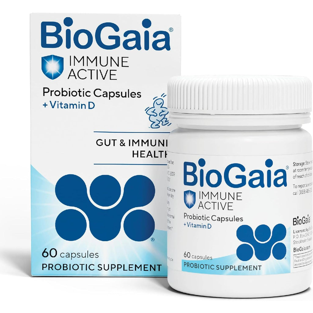 Biogaia Protectis Immune Active Probiotic | Probiotic + Vitamin D | Supports Immune, Digestive and Overall Health | Probiotics for Men & Women | Capsules | 60 Day Supply
