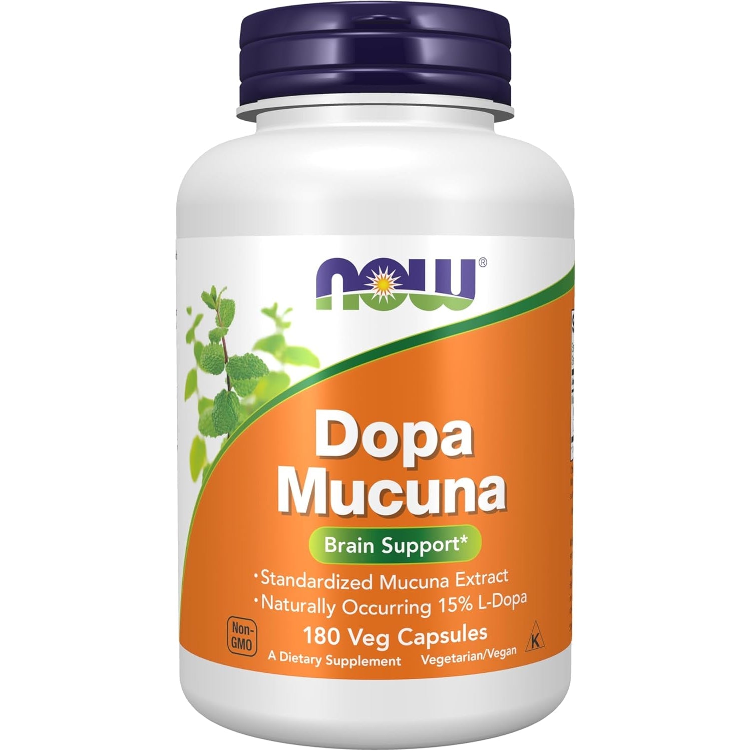 NOW Foods Supplements, DOPA Mucuna, Standardized Mucuna Extract with Naturally Occurring 15% L-Dopa, 180 Veg Capsules