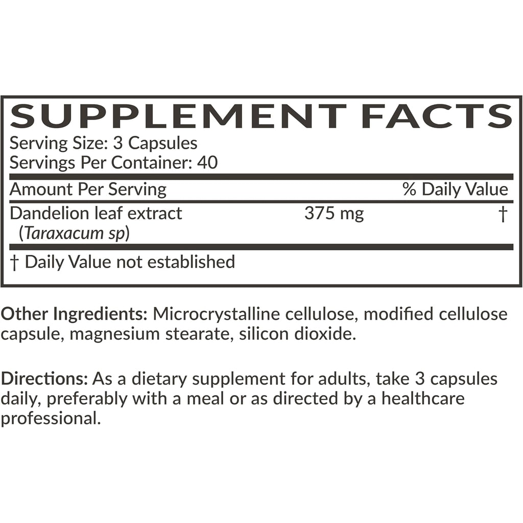Futurebiotics Dandelion Extract Traditional Diuretic Herb, Non-Gmo, 120 Vegetarian Capsules
