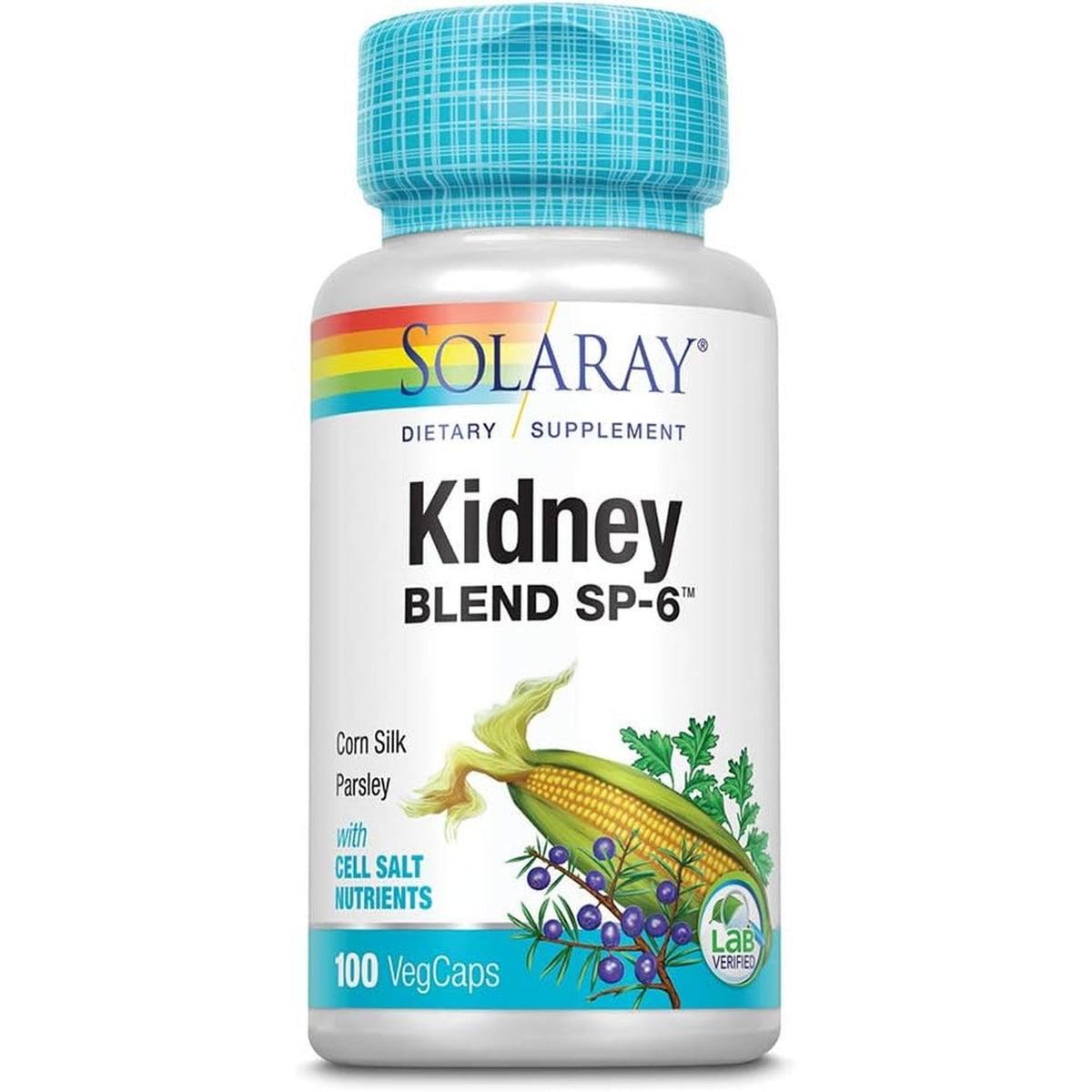 Solaray Kidney Blend SP-6 - Herbal Support Supplement for Women & Men W/ Uva Ursi, Parsley, Juniper, Corn Silk & Cell Salt Nutrients to Help Support Health & Wellness, Non-Gmo - 100 Vegan Capsules