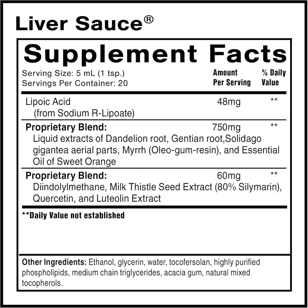Quicksilver Scientific Liver Sauce - Liposomal Liver Detox with DIM, Quercetin, Lipoic Acid, Milk Thistle and Dandelion Root Supplement - Supports Bile & Toxin Momentum (100 Ml / 3.38 Oz)