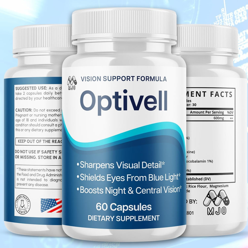 Optivell Eye Capsules, Official Optivell Eye Vitamin Pills with All Natural Ingredients, Advanced Vision Formula Supplement Pills Supporting Ocular Health and Wellness Naturally (60 Capsules)