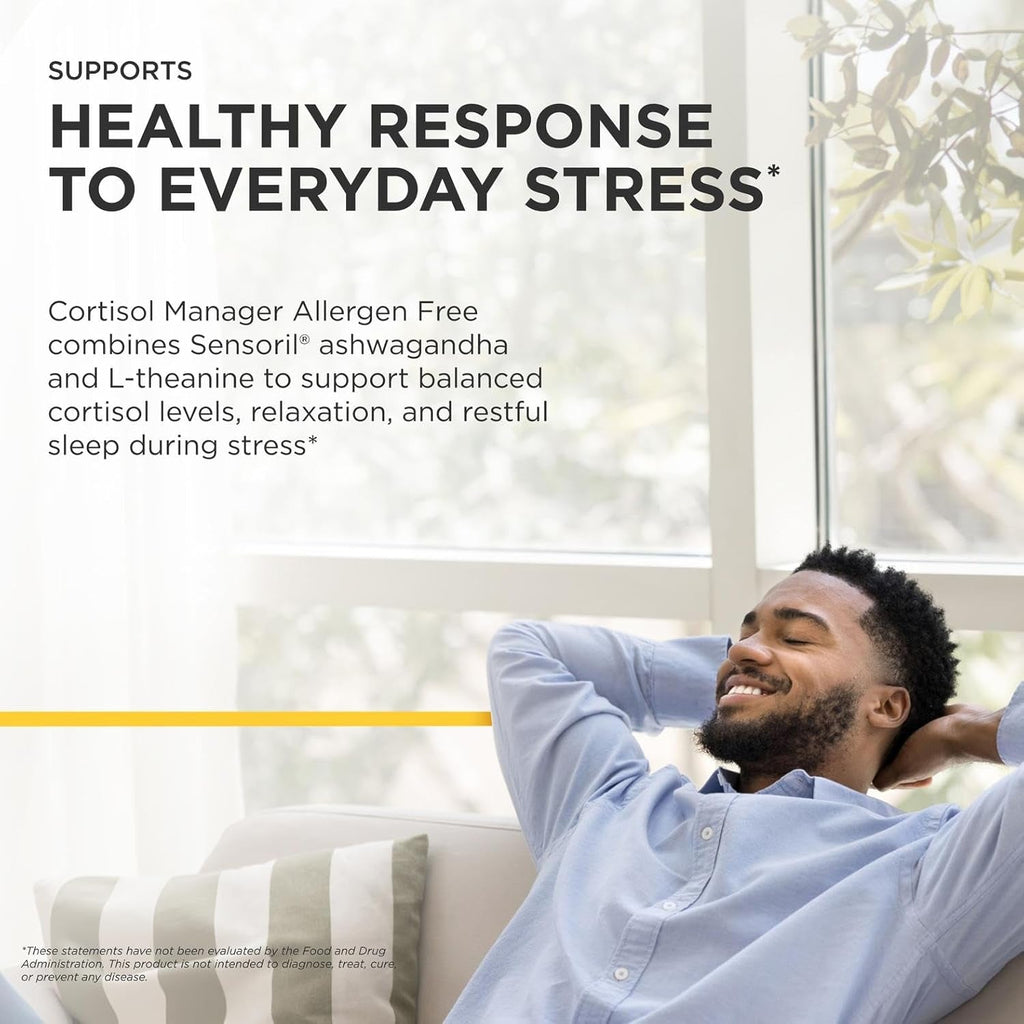 Integrative Therapeutics Cortisol Manager Allergen Free - Adrenal Health Support Supplement for Healthy Stress Response* - Vegan, Non-Dairy & Gluten-Free - 30 Capsules (15 Servings)